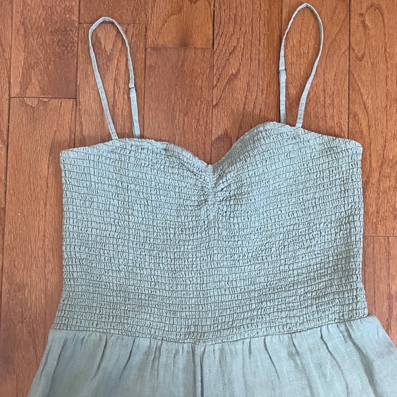 Faherty Seafoam Green Linen Wide Leg Jumpsuit - Picture 1 of 6